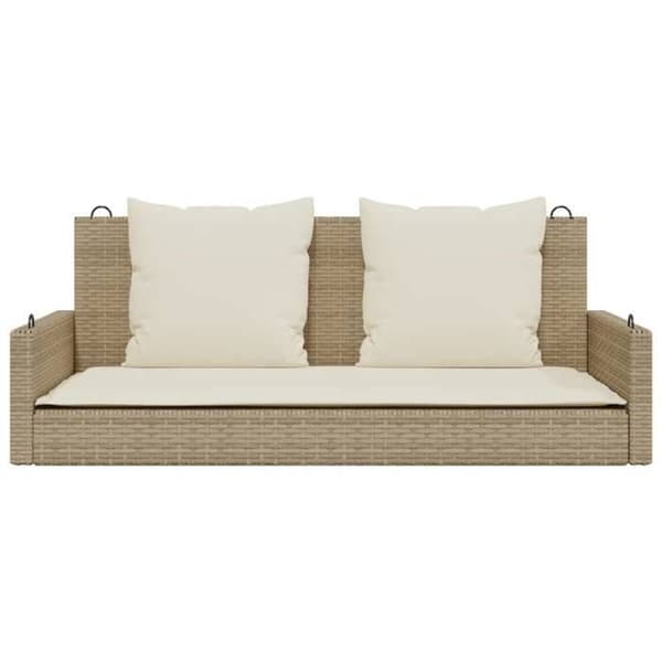 Maison Exclusive - Balanssoffa med beige kuddar 119x56x48 cm flätad resin