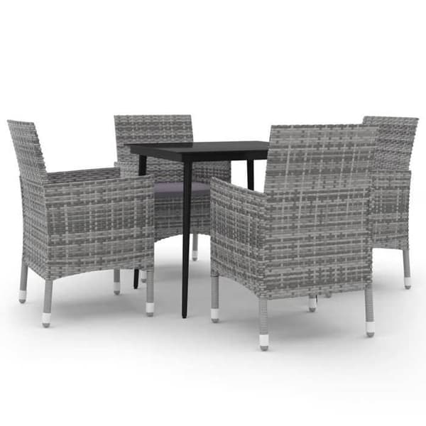 Maison Exclusive - Trädgårds matsalsset med kuddar 5 delar Flätad resin Glas