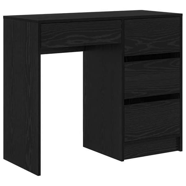 Maison Exclusive - Kontor i sort egetræ, ingeniørtræ 90 x 37,5 x 75 cm svart ek