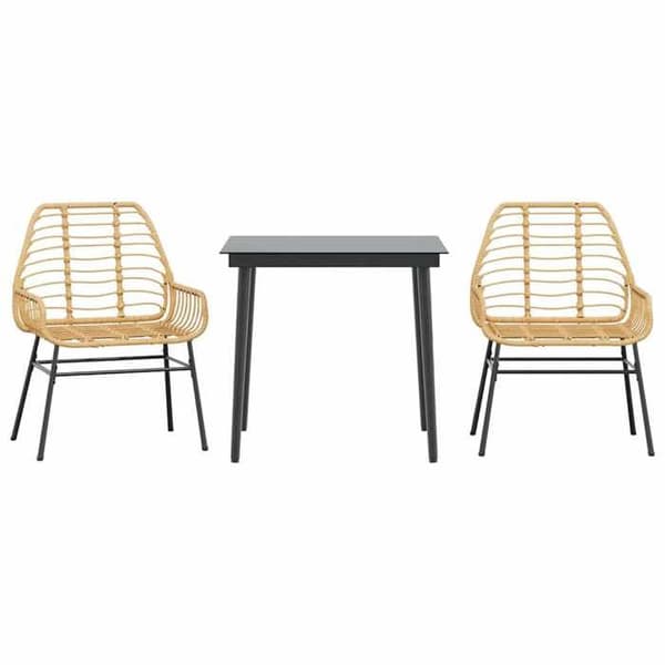 Maison Exclusive - Trädgårdsset 3 delar brun flätad resin glas