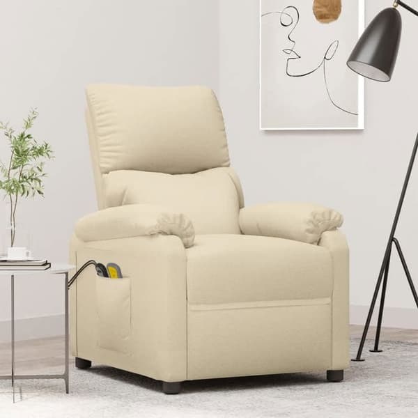 Maison Exclusive - Elektrisk massage stol Creme Stof Grädde