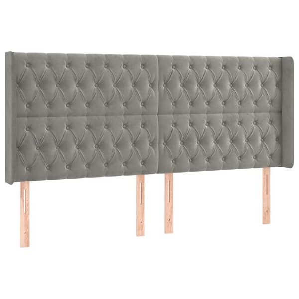 Maison Exclusive - LED Hovedgærde Lys Grå 183x16x118/128 cm Velour ljusgrått