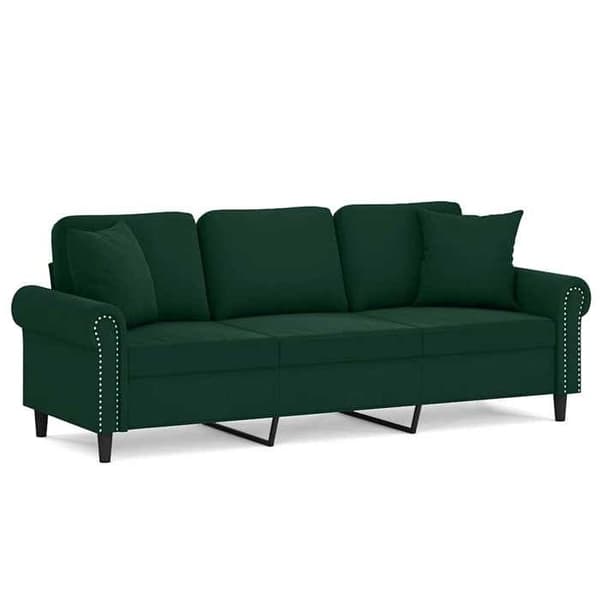 3-sitssoffa - Maison Exclusive - Mörkgrön sammet - Robust metallram - Kuddar ingår Mörkgrön