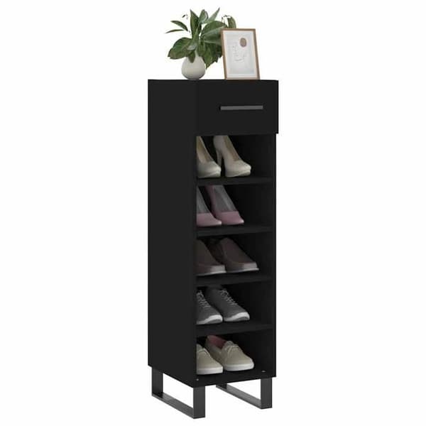 Maison Exclusive - Skoskab sort 30x35x105 cm ingeniørtræ