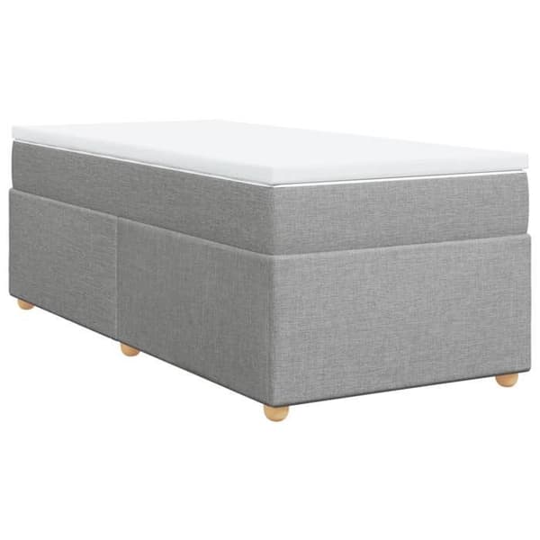 Maison Exclusive - Sengebund med lameller og madras Lys grå 90x200 cm Stof