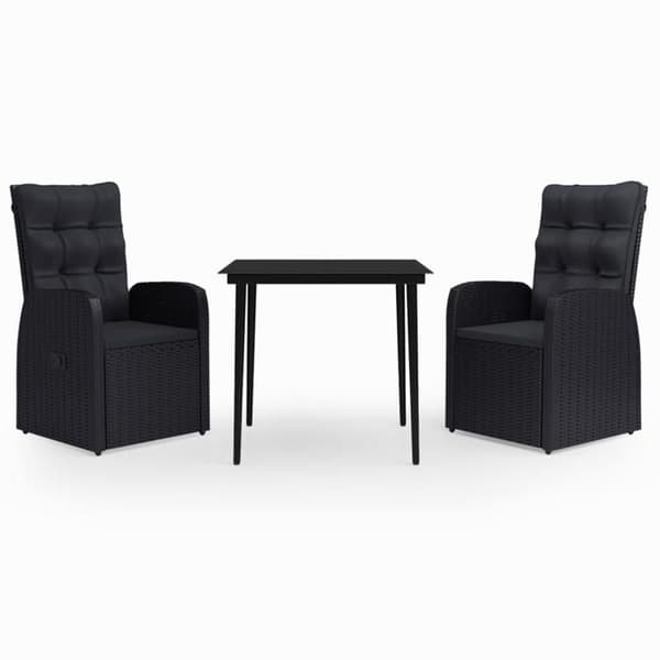 Maison Exclusive - Puutarhakalusteryhmä tyynyillä 3 kpl musta