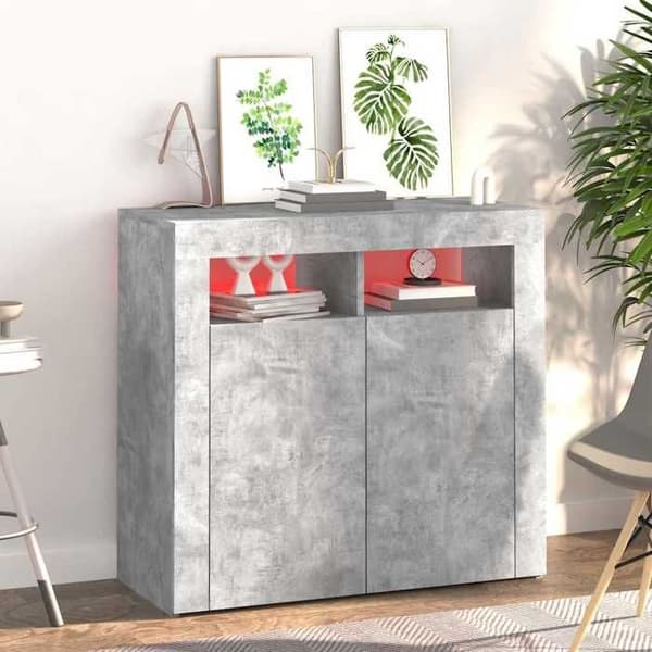 Maison Exclusive - Buffé med LED-lampor grå betong 80x35x75 cm