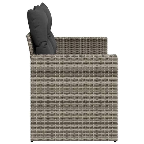 Maison Exclusive - Trädgårdssoffa 2 platser med grå kuddar i flätad resin
