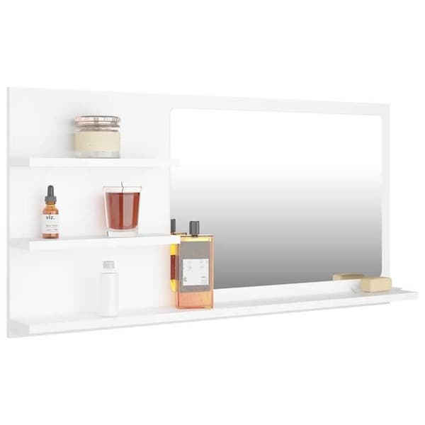 Maison Exclusive - Vit badrumsspegel 90x10,5x45 cm ingenjörsträ