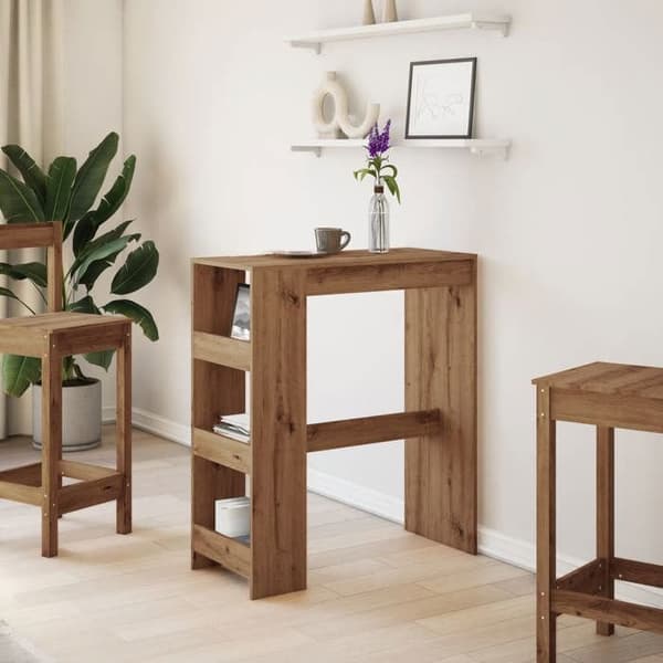 Maison Exclusive - Barbord med hylder i egetræ, håndlavet, ingeniørtræ