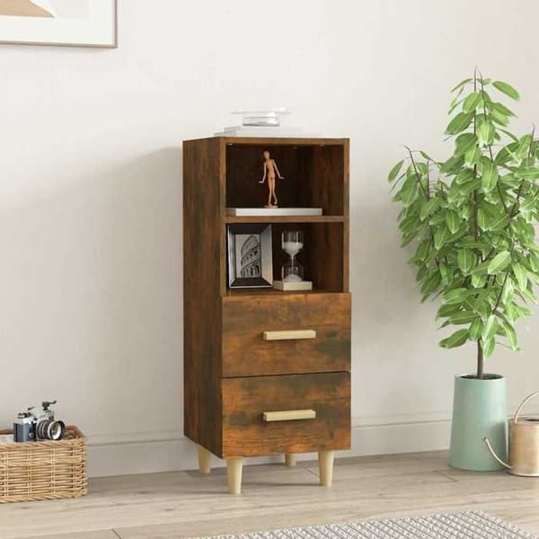 Maison Exclusive - Buffet Røget Eg 34,5x34x90 cm Ingeniørtræ