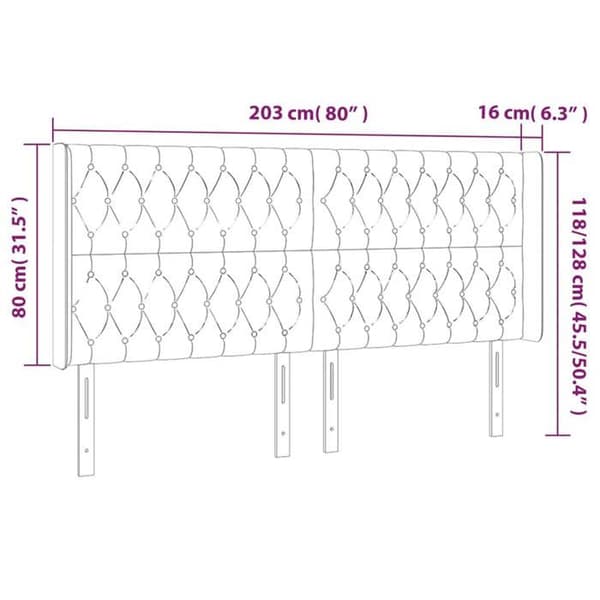 Maison Exclusive - LED Hovedgærde Sort 203x16x118/128 cm Velour Svart