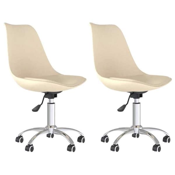 Maison Exclusive - Snurrande matstolar set om 2 Creme Tyg