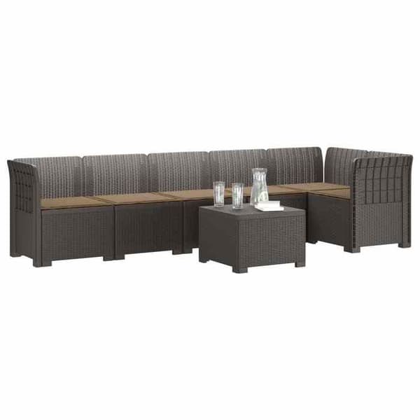 Maison Exclusive - Trädgårdsoffa 6 Platser med Kuddar Rattanlook PP