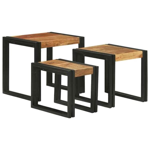 Maison Exclusive - 3-delad Nestingbord Brun och Svart 50 x 40 x 45 cm