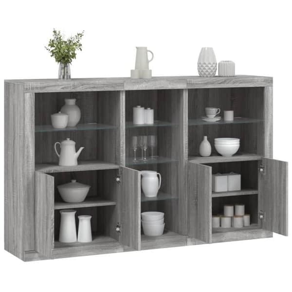 Maison Exclusive - Buffet med LED-lys sonoma grå 162x37x100 cm