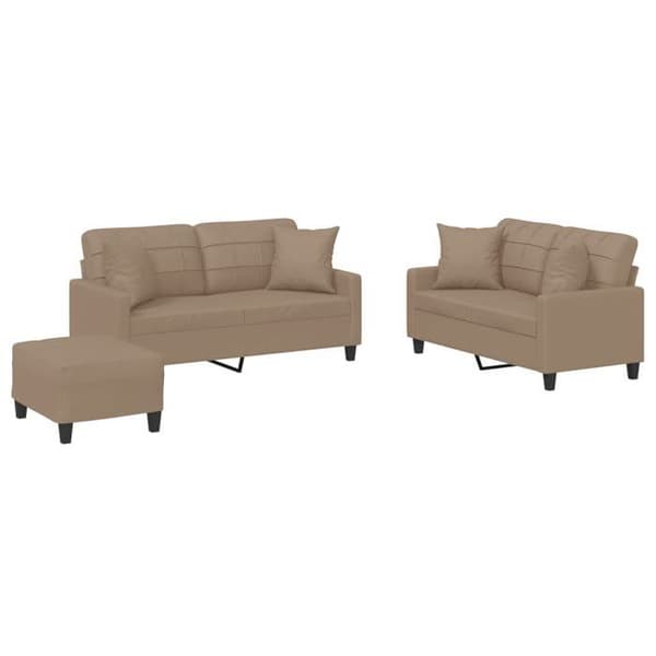 Maison Exclusive - Sæt af 3 sofaer med cappuccino puder i kunstlæder