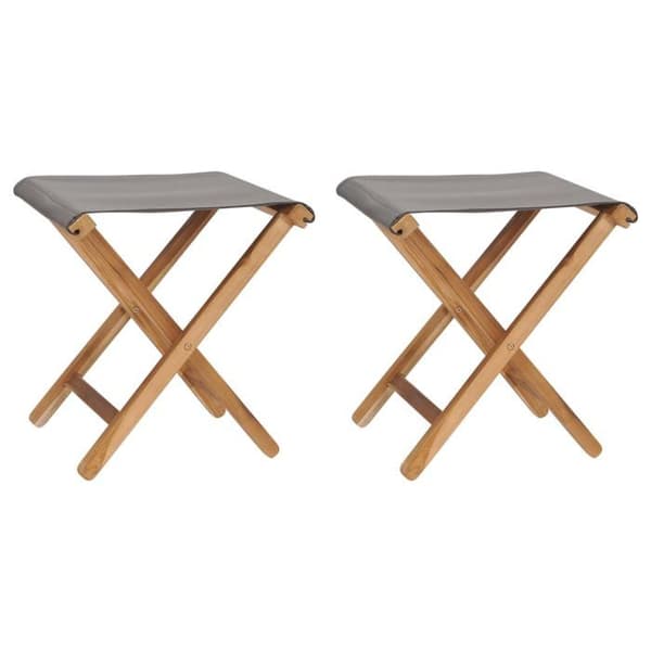 Maison Exclusive - Fällbara stolar set om 2 i solid teak och mörkgrått tyg