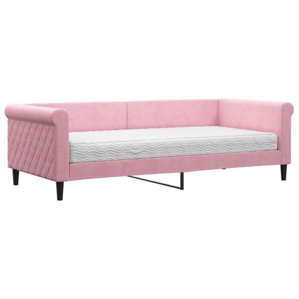 Maison Exclusive - Dagbädd med rosa madrass 90x200 cm sammet Ros