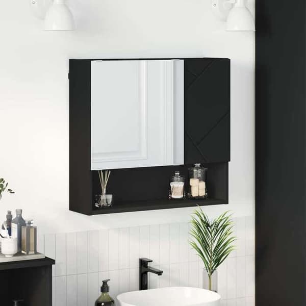 Maison Exclusive - Spejlskab Sort 59 x 17 x 55 cm Ingeniørtræ