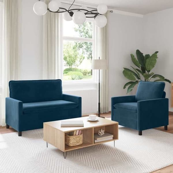 Maison Exclusive - 2 kpl Sohvaryhmä Sininen Sametti