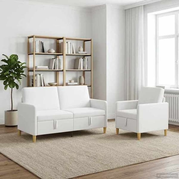 Soffa - EXKLUSIVT HUS - 2 platser - Vit - Polyester - Höjbar sits med förvaring Vit