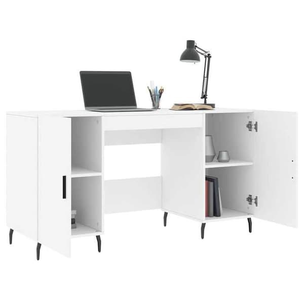 Kontor - EKSKLUSIV HUS - 140x50x75 cm - Ingeniørtræ - 4 rum - Jernben Vit