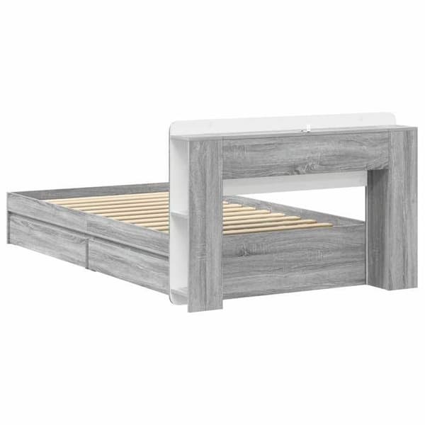 Maison Exclusive - Sängram med förvaring Sonoma grå 100 x 200 cm Sonoma grå
