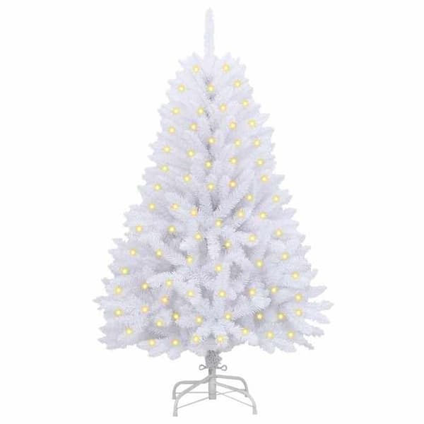 Maison Exclusive - Julgran i plast 150 LED PVC och vit stål Vit