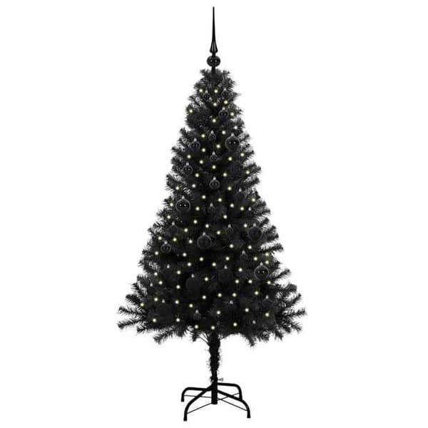Juletræ - EKSKLUSIV HUS - 150 cm - Sort - Vejrbestandig PVC - LED USB Svart