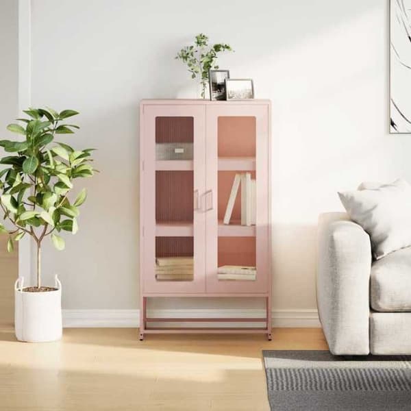 Maison Exclusive - Buffé hög rosa 68x39x123 cm stål