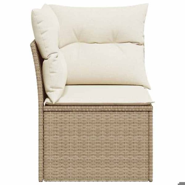 Maison Exclusive - U-formad trädgårdsoffa med beige kuddar i flätad resin