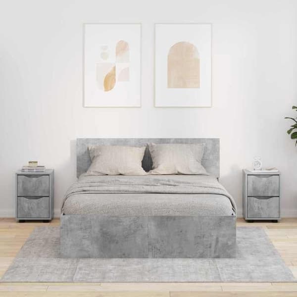 Maison Exclusive - Yöpöydät 2 kpl Harmaa betoni 30,5 x 30 x 43 cm