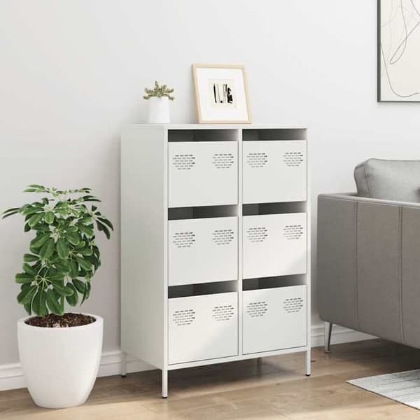 Maison Exclusive - Valkoinen buffet 68x39x101,5 cm teräksestä Vit