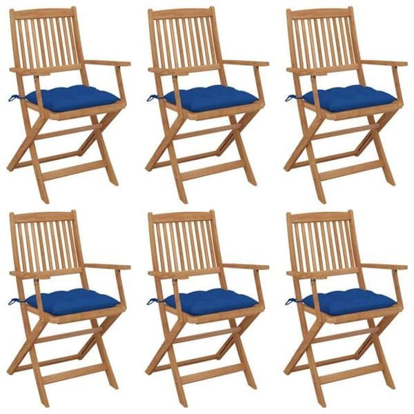 Maison Exclusive - Fällbara trädgårdsstolar set om 6 med kuddar Akaciaträ