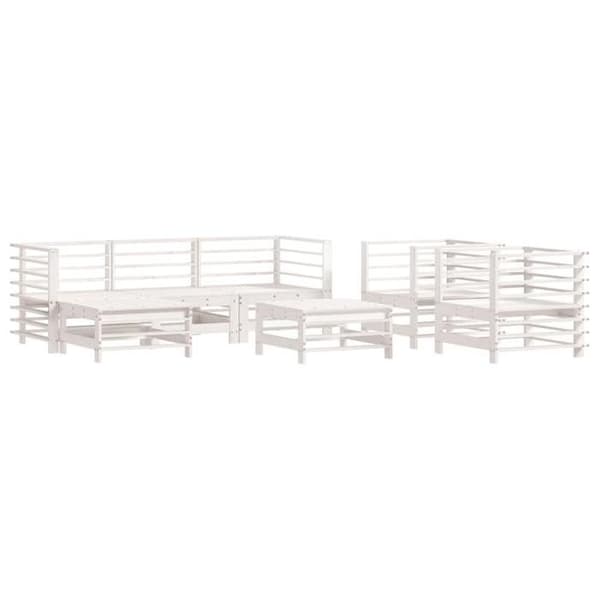Trädgårdsmöbler 7 delar - Maison Exclusive - Massivt trä - Modulerbar - Vit