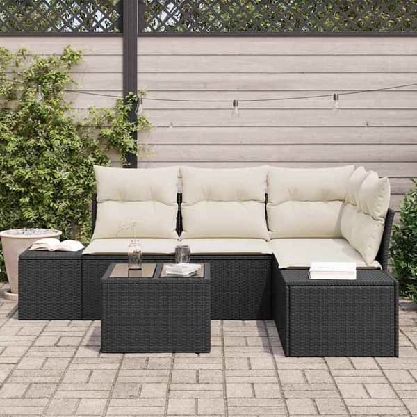 Maison Exclusive - Sæt af have-sofa i brun og creme polyrotin