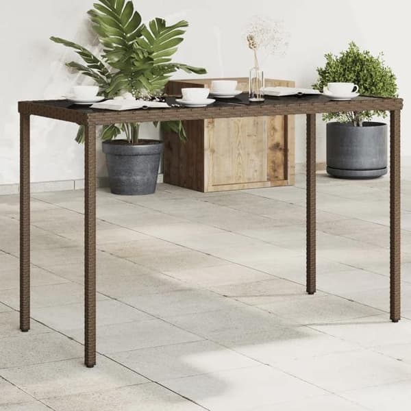 Maison Exclusive - Trädgårdsbord med brunt glas ovan 115x54x74 cm polyrotting brun