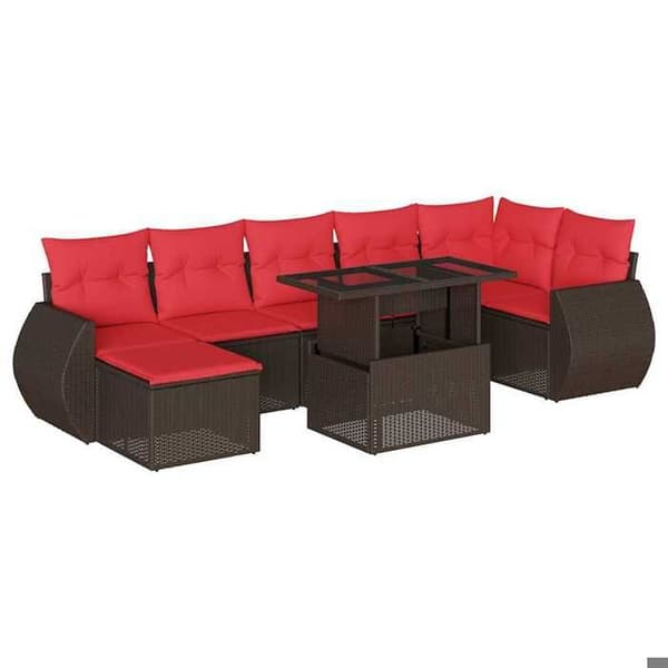 Havemøbel sæt - MAISON EXCLUSIVE - Modulerbart - 8 dele - Brun PE rattan - Justerbart bordplade brun