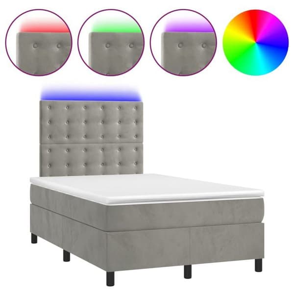 Maison Exclusive - Lamelseng madras og LED Lys Grå 120x200 cm