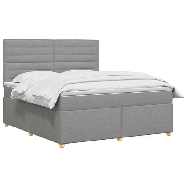 Maison Exclusive - Boxspring säng med madrass Ljusgrå 160 x 200 cm Tyg