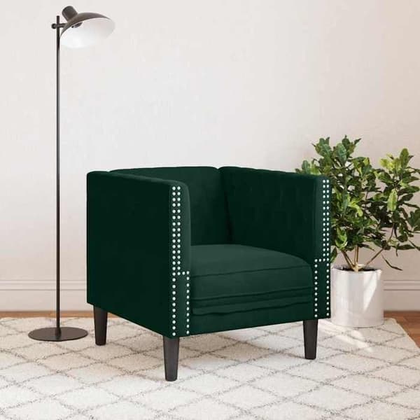 Maison Exclusive - Chesterfield stol i mørkegrøn velour