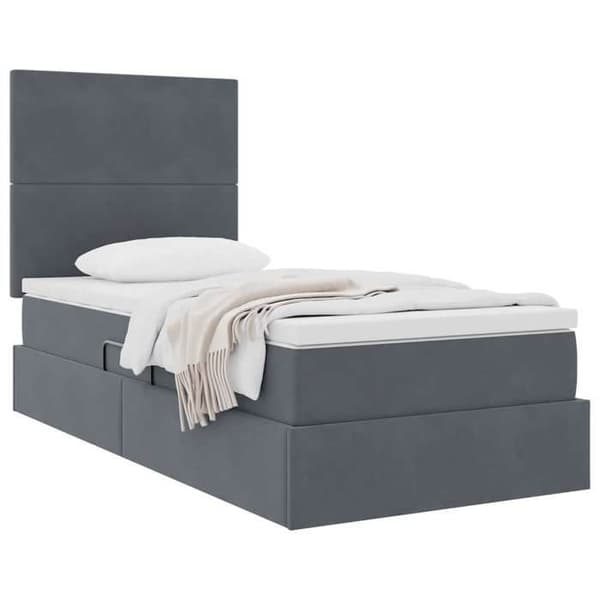 Maison Exclusive - Seng med opbevaring og madras Mørkegrå 100 x 200 cm Velour