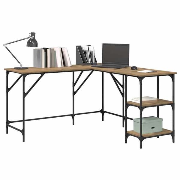 Maison Exclusive - Håndlavet egetræskontor 139 x 139 x 75 cm Ingeniørtræ