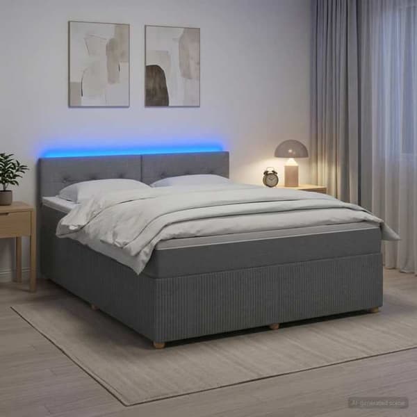 Maison Exclusive - Boxspring seng med madras Lys grå 140 x 190 cm Stof Ljusgrått