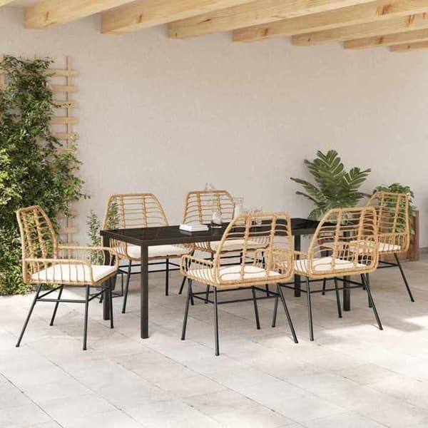 Maison Exclusive - 7 pc spisebordssæt til haven i brun polyrotin brun