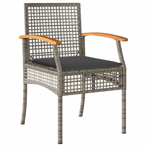 Maison Exclusive - Trädgårdsset 3 delar med grå kuddar i flätad resin