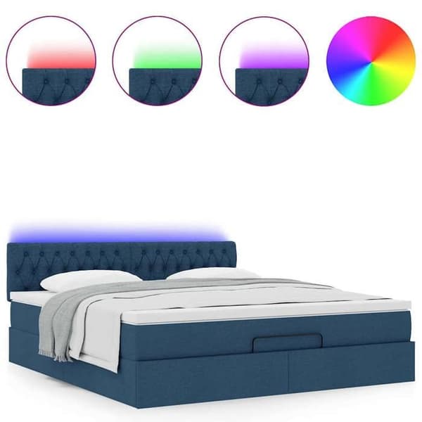 Sängsoffa - Maison Exclusive - 180x200cm - Blått tyg - Förvaring med LED blå vit