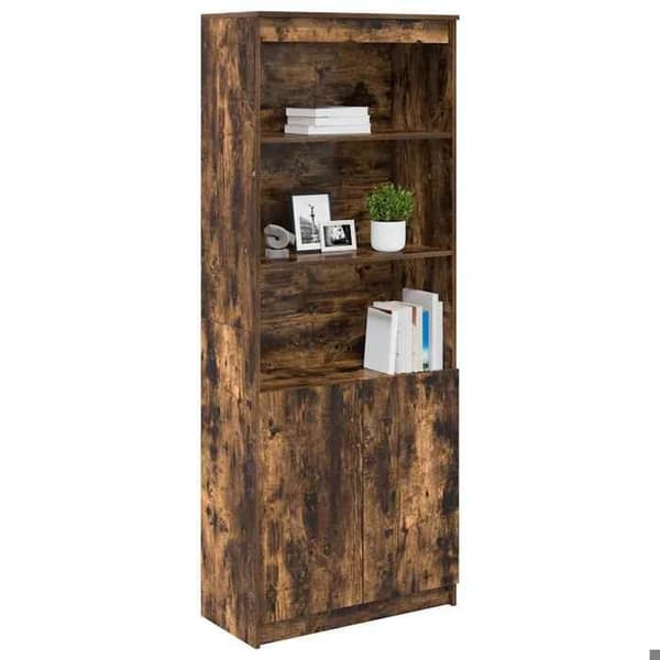 Maison Exclusive - Buffé hög ek rökt 70x35x180 cm ingenjörsträ