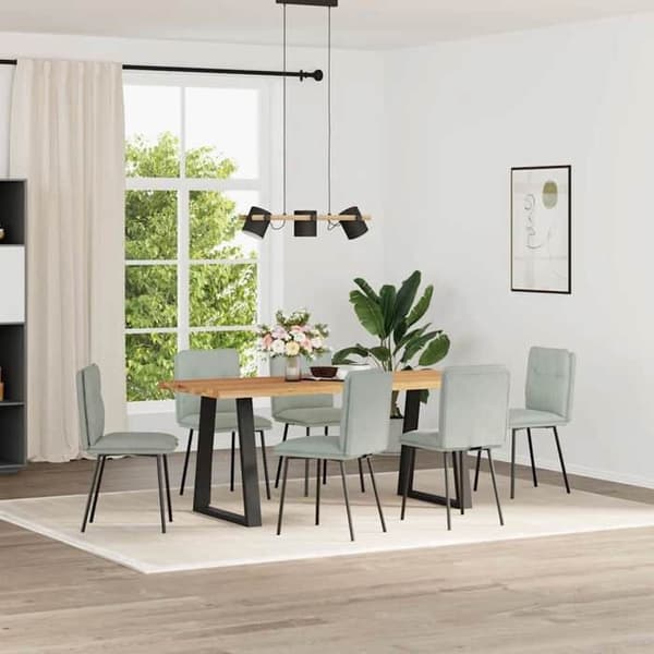 Maison Exclusive - Matstolar set om 6 ljusgrå sammet Ljusgrått